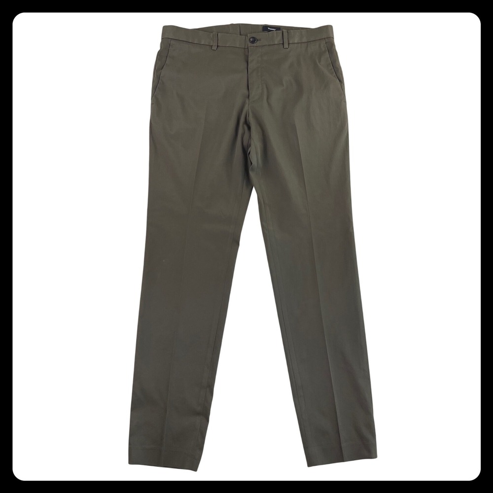 Theory Chino Pants‎ Men's 34 Brown Cotton Blend Slim Straight Dress Trousers